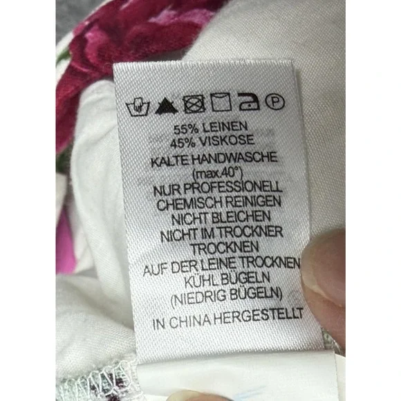 Joie Pants Womens 4 Pink White Floral Linen Blend Wide Leg Paperbag Waist Crop - Picture 11 of 14